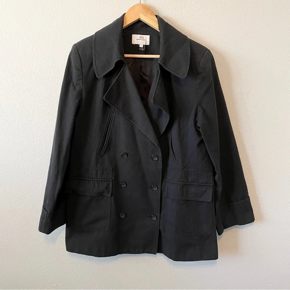 Current/Elliot The Captain Double Breasted Black Peacoat